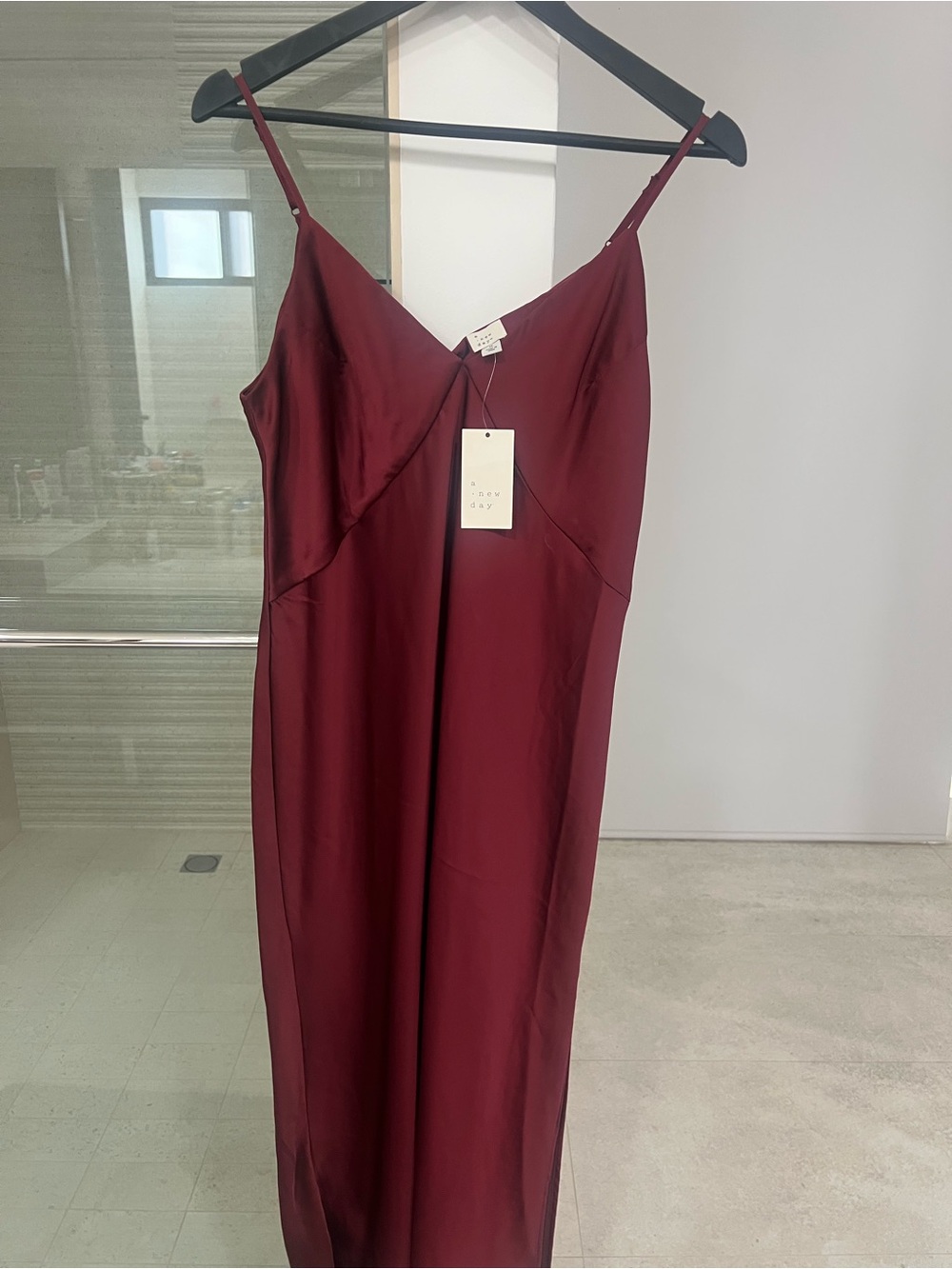 a new day Satin Slip Maxi Dress in Wine
